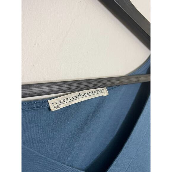 Peruvian Connection L Flowy Tank Tops Lot of 2 Black & Blue V Neck Swing Shirts - Picture 11 of 13